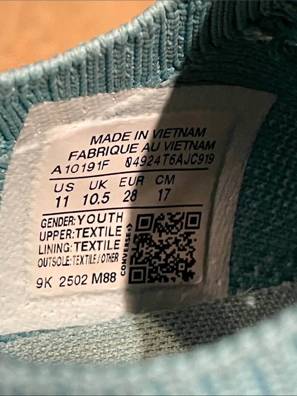 Converse Chuck Taylor All Star Knit Easy-On Sneakers Youth US 11 Aqua Ocean Drip